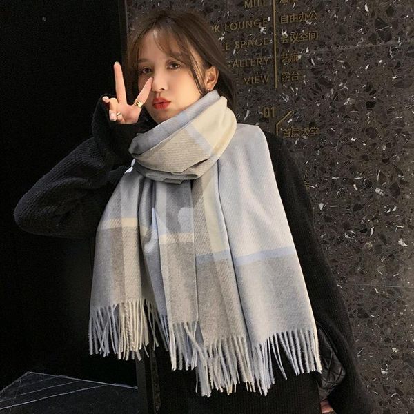 scarves wool plaid scarf for women in winter korean version joker thickened warm english cashmere shawl dual-purpose men's, Blue;gray
scarves wool plaid scarf for women in winter korean version joker thickened warm english cashmere shawl dual-purpose men's, Blue;gray