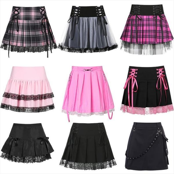 e girl gothic lace mini womens skirts pleated punk y2k aesthetic high waist a line short 90s vintage harajuku streetwear, Black
e girl gothic lace mini womens skirts pleated punk y2k aesthetic high waist a line short 90s vintage harajuku streetwear, Black
