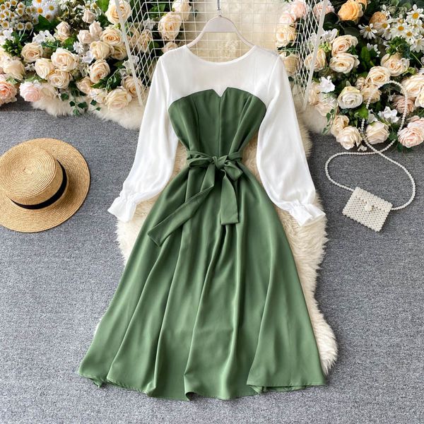 korean style women dress vintage round neck long sleeve a-line fake 2pcs patchwork sashes dresses fashion robe mujer 210426, Black;gray
korean style women dress vintage round neck long sleeve a-line fake 2pcs patchwork sashes dresses fashion robe mujer 210426, Black;gray
