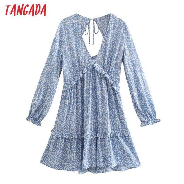 tangada summer women blue leopard print ruffles dress backless long sleeve ladies mini dress vestidos 4n7 210609, Black;gray
tangada summer women blue leopard print ruffles dress backless long sleeve ladies mini dress vestidos 4n7 210609, Black;gray