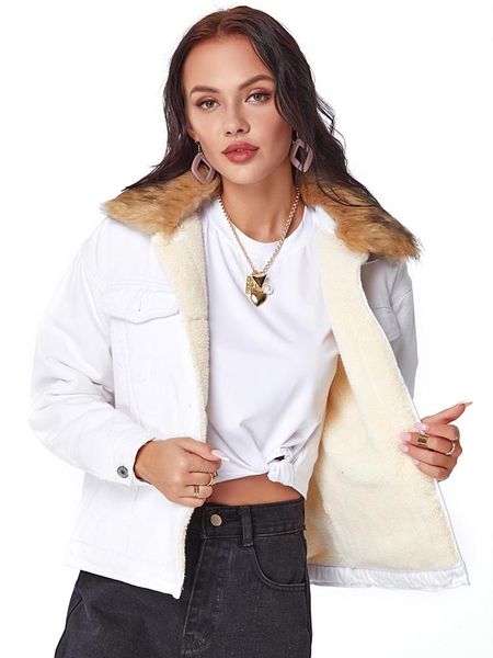 female winter spring warm denim jacket with fur collar plus velvet coat women's long sleeved jean outerwear white chaqueta mujer jacket, Black;brown
female winter spring warm denim jacket with fur collar plus velvet coat women's long sleeved jean outerwear white chaqueta mujer jacket, Black;brown