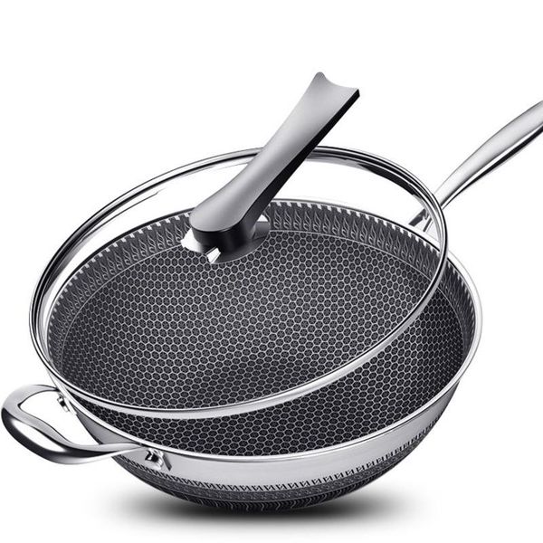 pans non-stick pan double-sided honeycomb 304 stainless steel wok without oil smoke frying phosphorus kitchen
pans non-stick pan double-sided honeycomb 304 stainless steel wok without oil smoke frying phosphorus kitchen