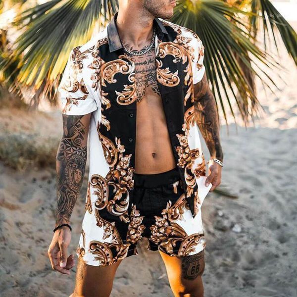 western style vacation outfit fashion loose casual 2021 summer simple printing single-breasted lapel men's tracksuits, Gray
western style vacation outfit fashion loose casual 2021 summer simple printing single-breasted lapel men's tracksuits, Gray