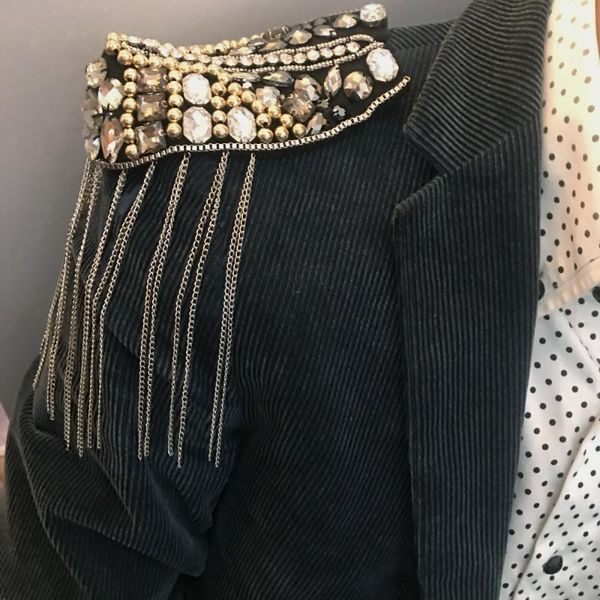 pins, brooches 2 pcs punk statement clothing suit shoulder pin chains crystal rhinestone tassel jewelry bridal accessories decoration, Gray
pins, brooches 2 pcs punk statement clothing suit shoulder pin chains crystal rhinestone tassel jewelry bridal accessories decoration, Gray