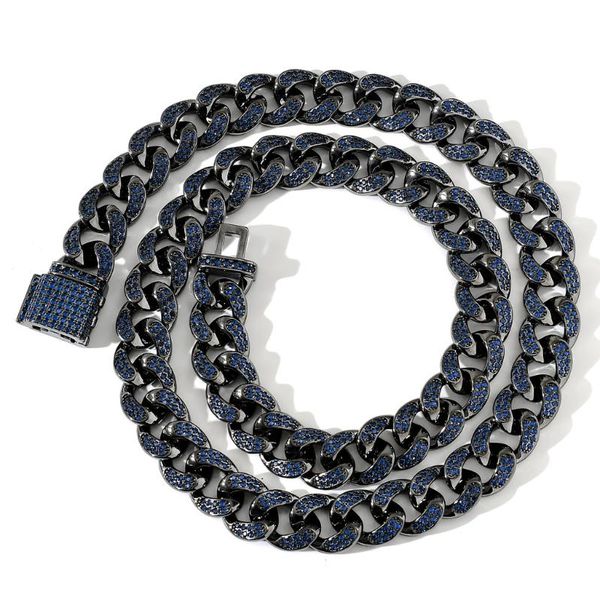 link, chain 12mm hip hop cubic zirconia blue zircon cuban link chians bracelets women men copper jewelry flip button lock clasp, Black
link, chain 12mm hip hop cubic zirconia blue zircon cuban link chians bracelets women men copper jewelry flip button lock clasp, Black