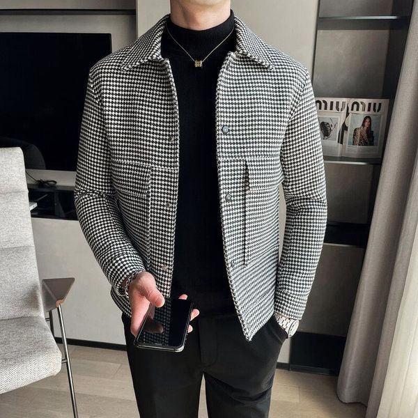 men's wool & blends 2021 autumn winter fashion men thick coats turn-down collar mens plaid blend jackets outerwear casual trench b616, Black
men's wool & blends 2021 autumn winter fashion men thick coats turn-down collar mens plaid blend jackets outerwear casual trench b616, Black