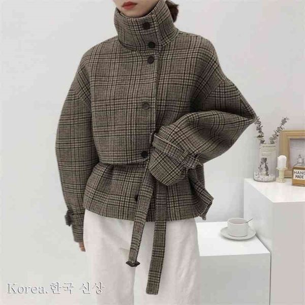 autumn and winter 2021 new loose woolen thousand bird lattice double-sided cashmere coat women's short small man, Black
autumn and winter 2021 new loose woolen thousand bird lattice double-sided cashmere coat women's short small man, Black