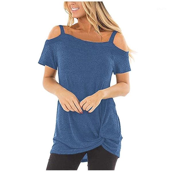 women's t-shirt fashion womens casual cold shoulder short sleeve knot summer for women (s-3xl), White
women's t-shirt fashion womens casual cold shoulder short sleeve knot summer for women (s-3xl), White