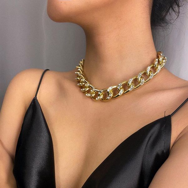chains geometric hip hop handcrafted collar character punk rough chain diamond inlaid necklace for women, Silver
chains geometric hip hop handcrafted collar character punk rough chain diamond inlaid necklace for women, Silver