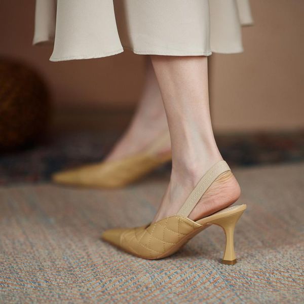 sandals elegant back strap shoes woman heels 2021 spring summer high pumps female genuine leather wedding for women, Black
sandals elegant back strap shoes woman heels 2021 spring summer high pumps female genuine leather wedding for women, Black