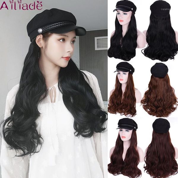 fashion hats wig long wavy high temperature synthetic hair extensions with navy cap all-in-one for women hat berets, Blue;gray
fashion hats wig long wavy high temperature synthetic hair extensions with navy cap all-in-one for women hat berets, Blue;gray
