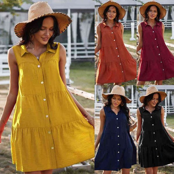 casual dresses dign women's wear spring / summer 2022 sleevels dresses shirt collar solid color skirt, Black;gray
casual dresses dign women's wear spring / summer 2022 sleevels dresses shirt collar solid color skirt, Black;gray