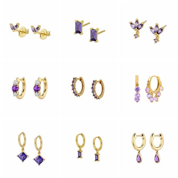 hoop & huggie 925 sterling silver earrings women romantic purple zircon earring for valentine's day crystal jewerly piercing pendientes, Golden;silver
hoop & huggie 925 sterling silver earrings women romantic purple zircon earring for valentine's day crystal jewerly piercing pendientes, Golden;silver
