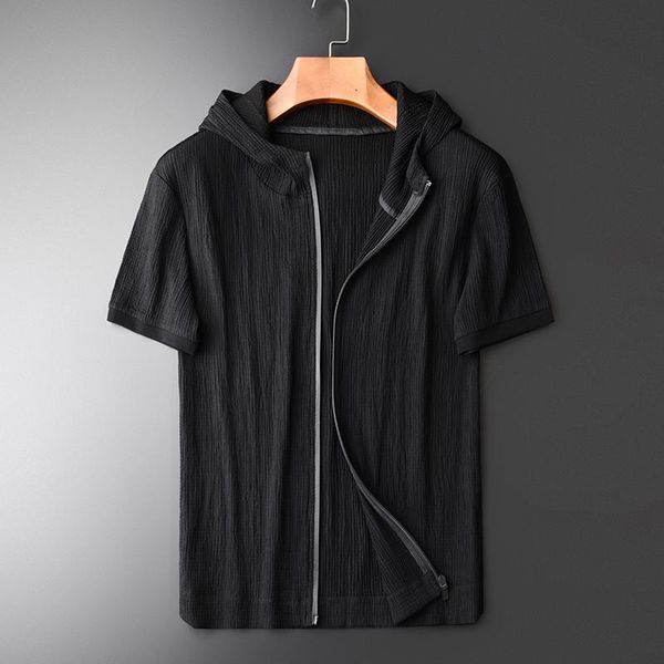 men's jackets minglu brand dark fringe wrinkle fabric short sleeve male hoodies hight quality thin zipper hooded jacket plus size 4xl, Black;brown
men's jackets minglu brand dark fringe wrinkle fabric short sleeve male hoodies hight quality thin zipper hooded jacket plus size 4xl, Black;brown