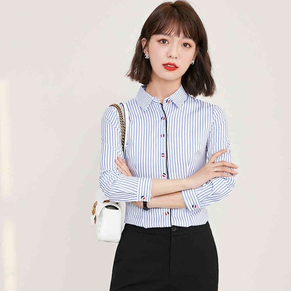 shirts female striped blue mode formal sleeves long office shirt for business work spring wear, White
shirts female striped blue mode formal sleeves long office shirt for business work spring wear, White