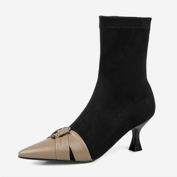 spring autumn pointed toe luxury brand woman's shoes patchwork buckle high heels socks booties stretch boots big size 210611, Black
spring autumn pointed toe luxury brand woman's shoes patchwork buckle high heels socks booties stretch boots big size 210611, Black