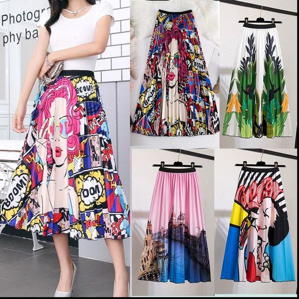 female young womens skirt women cartoon print pleated mouse girl summer spring long for girls, Black
female young womens skirt women cartoon print pleated mouse girl summer spring long for girls, Black