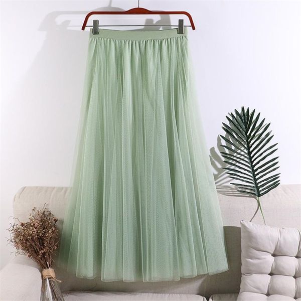 summer korean women simple pure color high waist mesh a-line long skirt casual western fluffy 210527, Black
summer korean women simple pure color high waist mesh a-line long skirt casual western fluffy 210527, Black