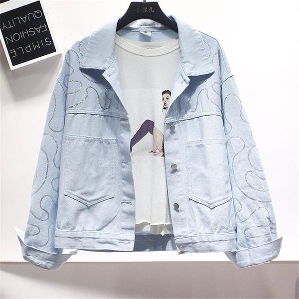 women's jackets spring autumn korean sequins denim jacket women big pocket short outerwear streetwear loose blue white jeans coat femal, Black;brown
women's jackets spring autumn korean sequins denim jacket women big pocket short outerwear streetwear loose blue white jeans coat femal, Black;brown