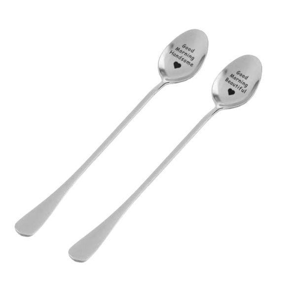 spoons 2 pcs good morning handsome/beautiful stainless steel soup scoop long handle serving spoon kitchen utensil tablewar
spoons 2 pcs good morning handsome/beautiful stainless steel soup scoop long handle serving spoon kitchen utensil tablewar