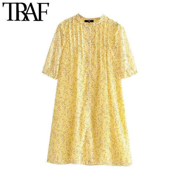 traf women chic fahsion printed ruffle mini dress vintage o neck short sleeve with lining female dresses vestidos 210415, Black;gray
traf women chic fahsion printed ruffle mini dress vintage o neck short sleeve with lining female dresses vestidos 210415, Black;gray