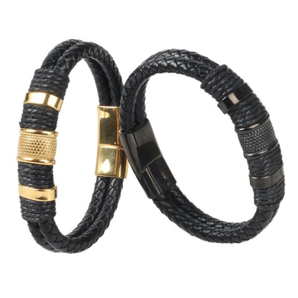 charm bracelets fashion braided leather bracelet men's stainless steel magnetic clasp doublelayer wrapping classic bangle male jewelry, Golden;silver
charm bracelets fashion braided leather bracelet men's stainless steel magnetic clasp doublelayer wrapping classic bangle male jewelry, Golden;silver