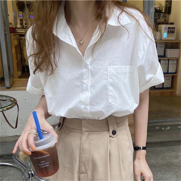 women's blouses & shirts hzirip 2021 high street short sleeves solid office lady chic sweet all match oversize loose stylish brief, White
women's blouses & shirts hzirip 2021 high street short sleeves solid office lady chic sweet all match oversize loose stylish brief, White