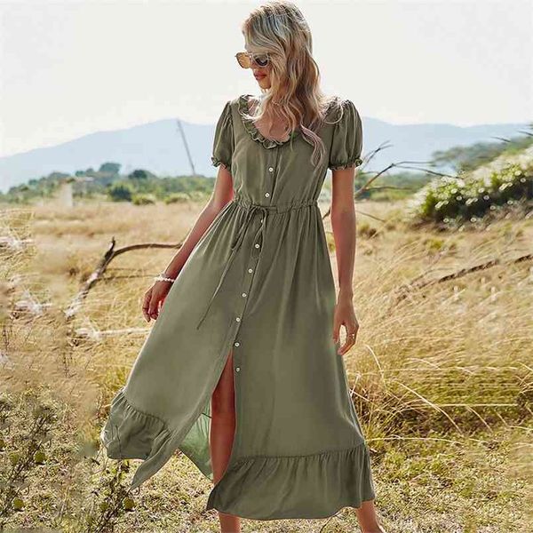 summer puff sleeves vacation ruffles dress for women button-down o necked ladies long bohemian vintage vestidos 210508, Black;gray
summer puff sleeves vacation ruffles dress for women button-down o necked ladies long bohemian vintage vestidos 210508, Black;gray
