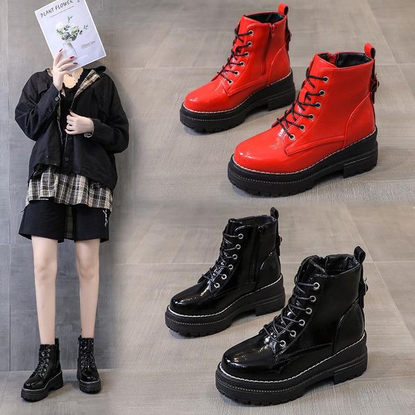 boots ankle women's thick-soled 2021 bright leather winter sponge cake plus velvet cotton shoes patent short, Black
boots ankle women's thick-soled 2021 bright leather winter sponge cake plus velvet cotton shoes patent short, Black