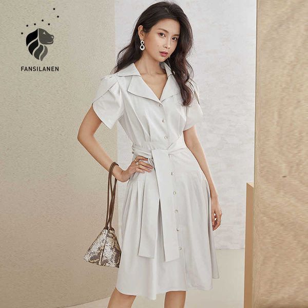 fansilanen puff sleeve office lady casual long shirt dress women pleated bandage elegant spring summer female 210607, Black;gray
fansilanen puff sleeve office lady casual long shirt dress women pleated bandage elegant spring summer female 210607, Black;gray