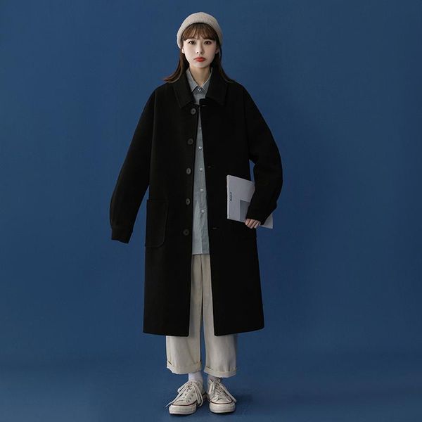 women's wool & blends yasuguoji winter 2021 korean loose college style black woollen coat casual single breast x-long small tweed for w
women's wool & blends yasuguoji winter 2021 korean loose college style black woollen coat casual single breast x-long small tweed for w
