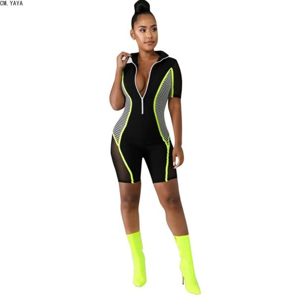 women's jumpsuits & rompers cm.yaya 2021 women turn-down collar zipper short sleeve plaid patchwork mesh skinny playsuit moto biker sty, Black;white
women's jumpsuits & rompers cm.yaya 2021 women turn-down collar zipper short sleeve plaid patchwork mesh skinny playsuit moto biker sty, Black;white