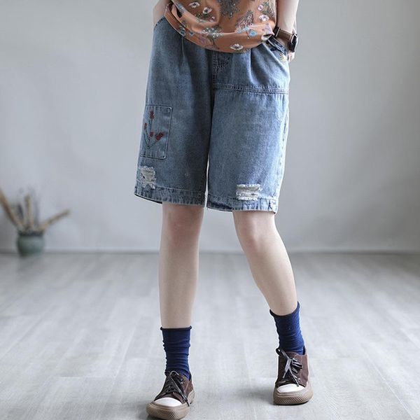 women's shorts denim women summer retro loose washed bleached ripped embroidery high waist female fashion straight jeans, White;black
women's shorts denim women summer retro loose washed bleached ripped embroidery high waist female fashion straight jeans, White;black