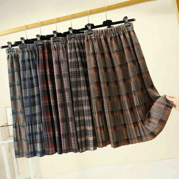 skirts autumn lattice wool blend plaid elastic waist yellow/green check a-line pleated mid-calf long skirts, Black
skirts autumn lattice wool blend plaid elastic waist yellow/green check a-line pleated mid-calf long skirts, Black