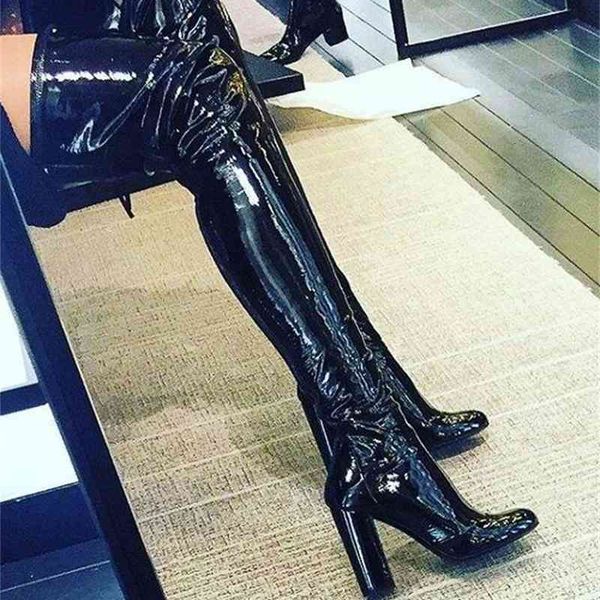 boot winter plus patent leather on the knee high-toe round-toe thick heels woman thigh-high boots, Black
boot winter plus patent leather on the knee high-toe round-toe thick heels woman thigh-high boots, Black