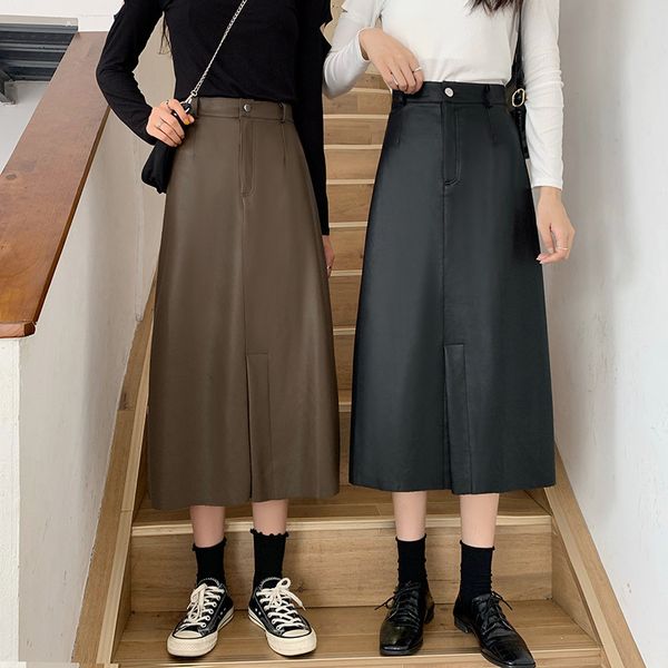 skirts 2021 autumn split mid length women's high waist a-line thin leather umbrella skirt, Black
skirts 2021 autumn split mid length women's high waist a-line thin leather umbrella skirt, Black