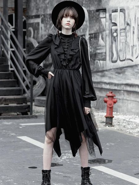 casual dresses punk rave women's gothic high neck long dress girl's fashion irregular chiffon, Black;gray
casual dresses punk rave women's gothic high neck long dress girl's fashion irregular chiffon, Black;gray