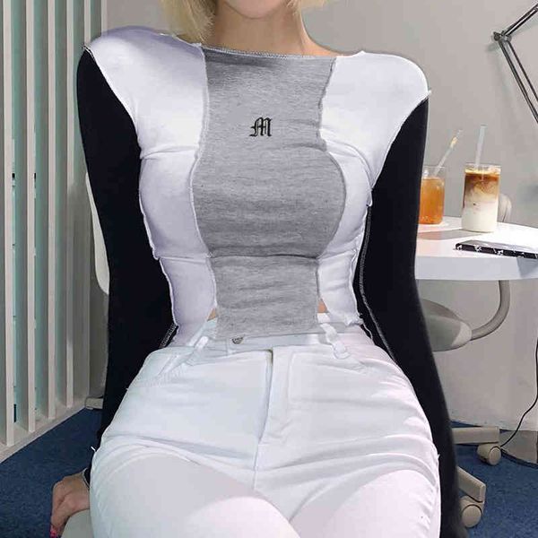 casual patchwork letter embrodiery women's shirt long sleeve crop tee fashion cotton t-shirt harajuku o-neck outfits 210415, White
casual patchwork letter embrodiery women's shirt long sleeve crop tee fashion cotton t-shirt harajuku o-neck outfits 210415, White