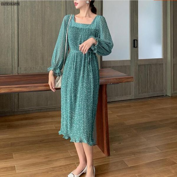 casual dresses autumn lace-up long sleeve elegant pleated vestidos femme 2021 square collar polka dots print women chiffon dress, Black;gray
casual dresses autumn lace-up long sleeve elegant pleated vestidos femme 2021 square collar polka dots print women chiffon dress, Black;gray