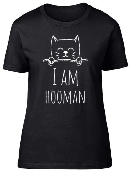 cat i am hooman fitted womens ladies t shirt, White;black
cat i am hooman fitted womens ladies t shirt, White;black