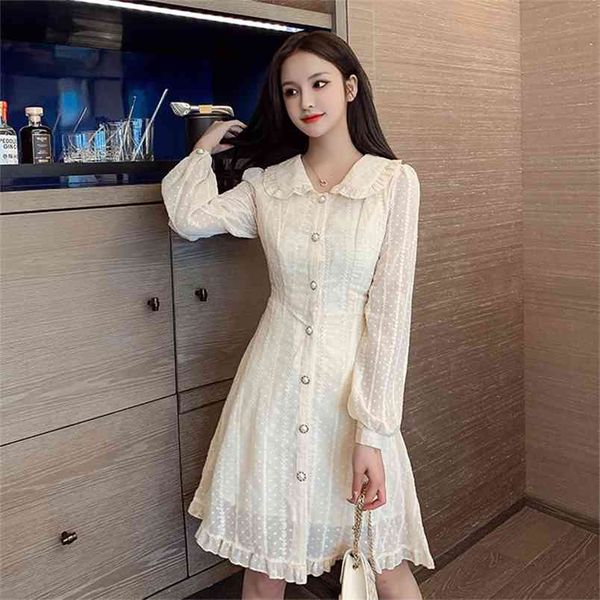 spring autumn women's dress korean style the lotus leaf collar solid color lace slim long sleeve short es ll914 210506, Black;gray
spring autumn women's dress korean style the lotus leaf collar solid color lace slim long sleeve short es ll914 210506, Black;gray
