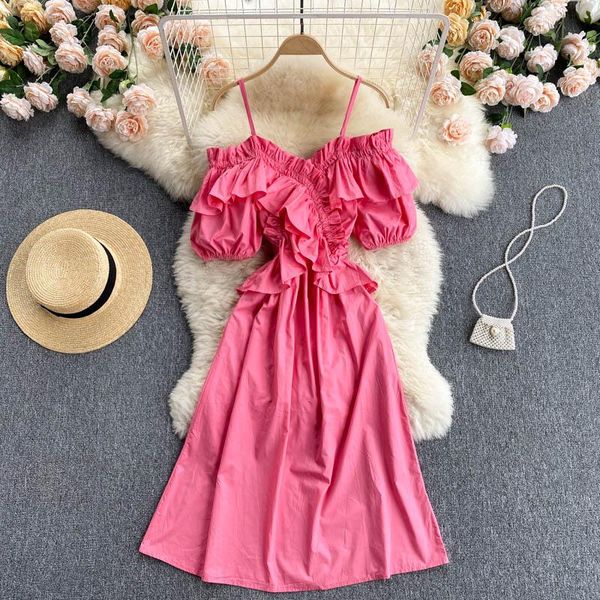 party dresses singreiny women korean strap dress off shoulder puff sleeve elegant summer fashion streetwear a-line midi, White;black
party dresses singreiny women korean strap dress off shoulder puff sleeve elegant summer fashion streetwear a-line midi, White;black