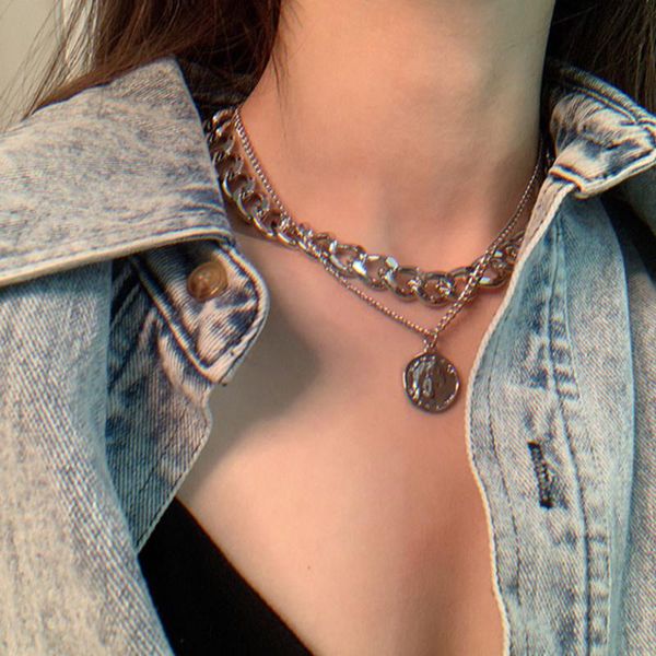 hip hop double layer queen coin head short clavicle chain metal thick necklace for women choker party jewelry pendant necklaces, Silver
hip hop double layer queen coin head short clavicle chain metal thick necklace for women choker party jewelry pendant necklaces, Silver