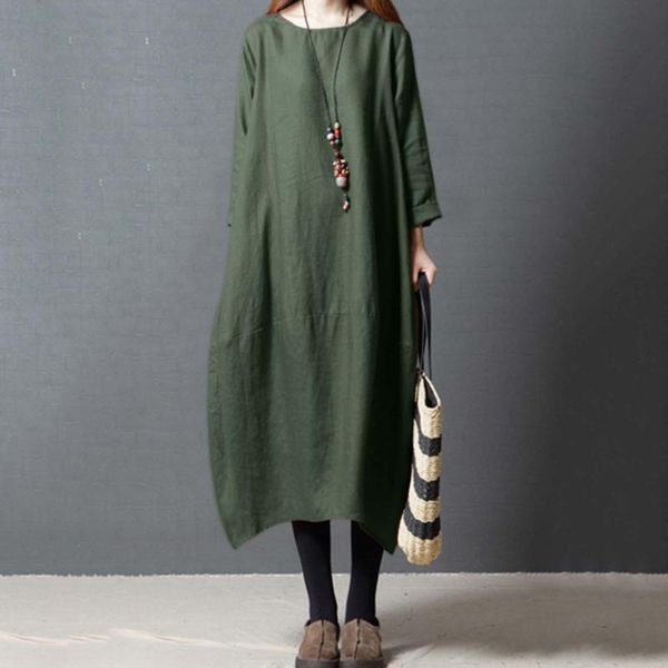 casual dresses cotton linen robe female elegant plus size long sleeve o neck maxi kaftan dress vintage vestidos drop, Black;gray
casual dresses cotton linen robe female elegant plus size long sleeve o neck maxi kaftan dress vintage vestidos drop, Black;gray