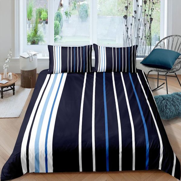 bedding sets 3d striped printed 2/3pcs soft duvet cover with pillowcase kids home textile single twin king size