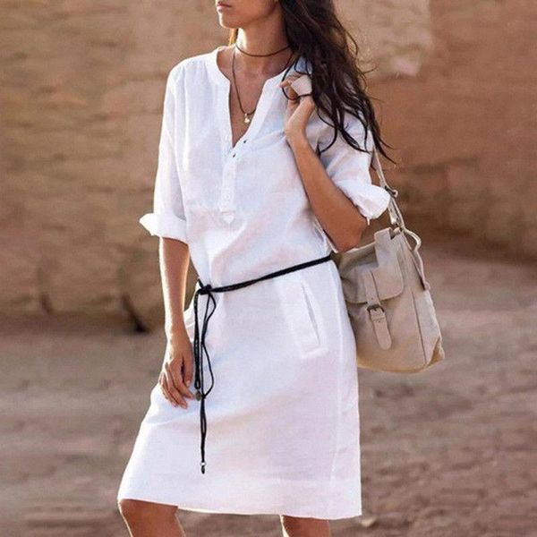 casual dresses fashion women's comfortable loose dress plus size solid v-neck short sundress ethnic vestidos de festa lady, Black;gray
casual dresses fashion women's comfortable loose dress plus size solid v-neck short sundress ethnic vestidos de festa lady, Black;gray