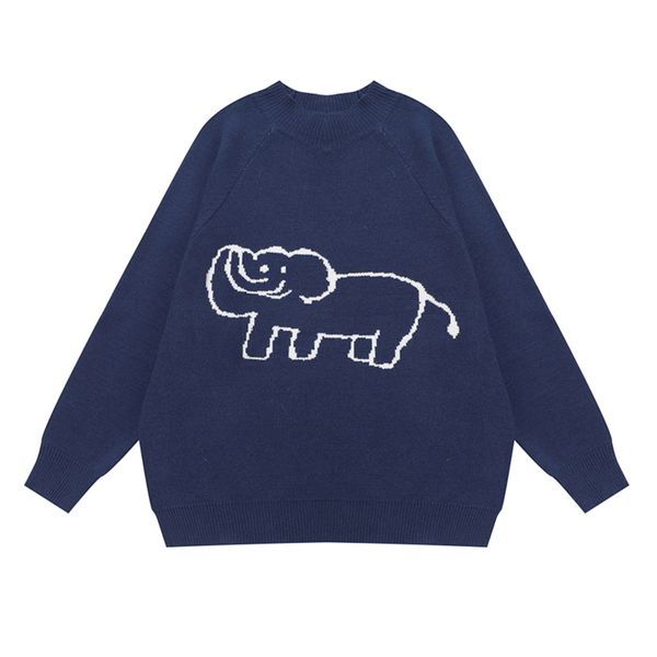 women sweater knitted pullovers long sleeve o neck elephant print animal navy yellow m0155 210514, White;black
women sweater knitted pullovers long sleeve o neck elephant print animal navy yellow m0155 210514, White;black