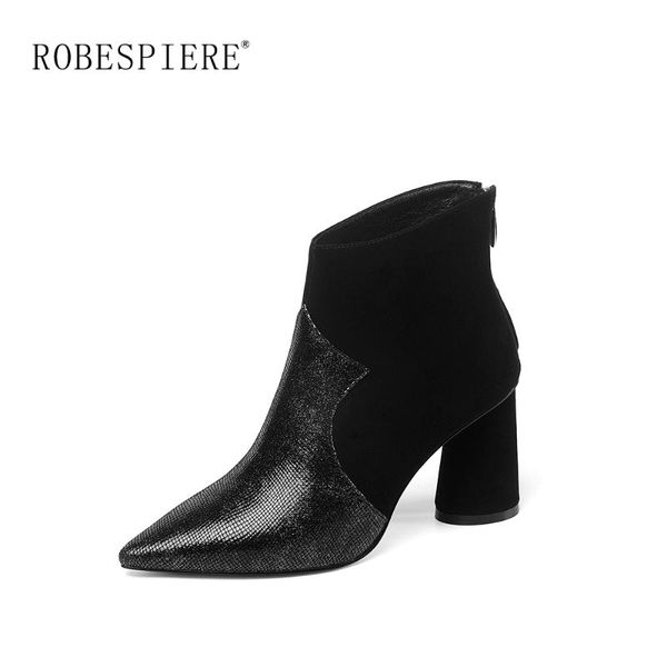 boots robespiere quality genuine leather ankle fashion zipper round heels european style shoes woman winter warm plush b60, Black
boots robespiere quality genuine leather ankle fashion zipper round heels european style shoes woman winter warm plush b60, Black