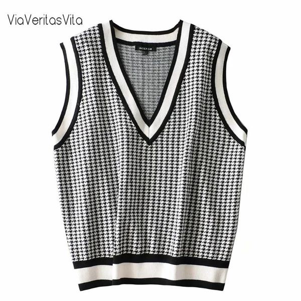 womens knitting vest sweater oversized loose casual sweaters sleeveless v-neck houndstooth 2021 thick fall winter women's, White;black
womens knitting vest sweater oversized loose casual sweaters sleeveless v-neck houndstooth 2021 thick fall winter women's, White;black
