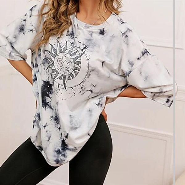 women's t-shirt series fashion loose mid-length t- shirt women 's print round neck short sleeve size ladies o-neck casual, White
women's t-shirt series fashion loose mid-length t- shirt women 's print round neck short sleeve size ladies o-neck casual, White